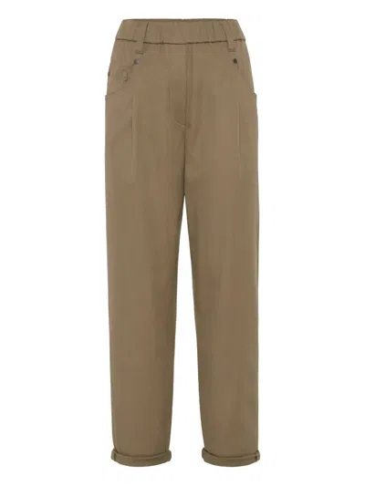 Brunello Cucinelli High-waisted Trousers In Brown