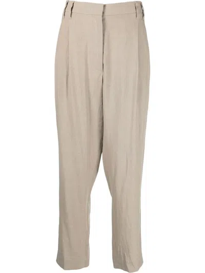 Brunello Cucinelli Hose Mit Hohem Bund In Brown