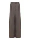 Brunello Cucinelli High Waisted Viscose And Linen Trousers In Brown