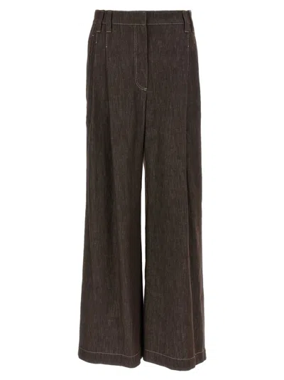 Brunello Cucinelli High-waisted Wide Leg Denim Jeans In Multi