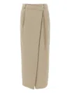 Brunello Cucinelli Wrap Skirt With Back Pockets And Belt Loops In Nude