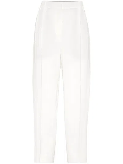 BRUNELLO CUCINELLI HIGH WAISTHITE LINEN TROUSERS