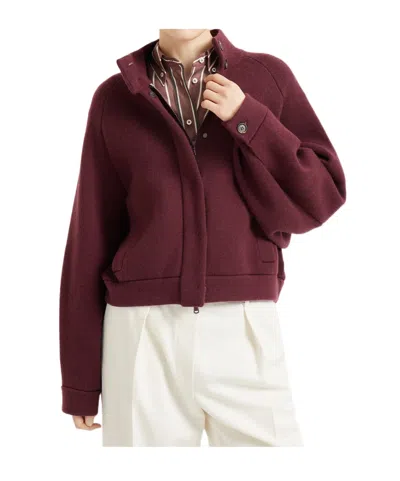 Brunello Cucinelli High-neck Balloon-sleeve Jacket In Brown
