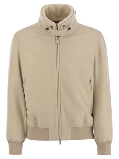 Brunello Cucinelli Cashmere Bomber Jacket In Beige