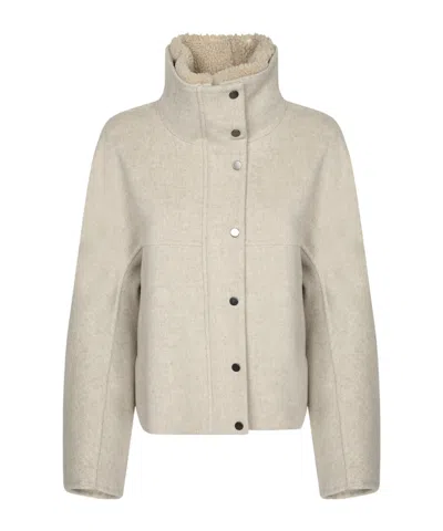 Brunello Cucinelli High-neck Long-sleeve Padded Jacket In Nude