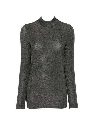 Brunello Cucinelli High-neck Metallic-effect Sweater In Black