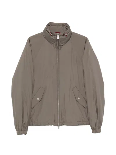 Brunello Cucinelli High-neck Raglan-sleeve Coat In Brown