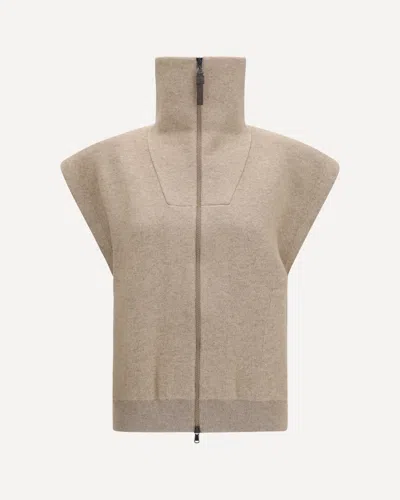 Brunello Cucinelli High-neck Zip Cardigan In Neutral