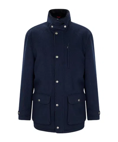 Brunello Cucinelli High-necked Long-sleeved Cotton Coat In Black