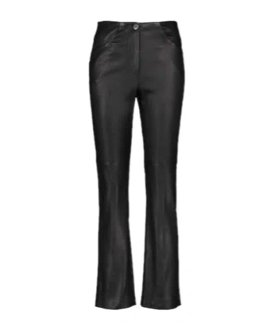 Brunello Cucinelli High-rise Leather Bootcut Pants In Black