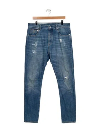Pre-owned Brunello Cucinelli High-rise Straight Leg Jeans In Blue