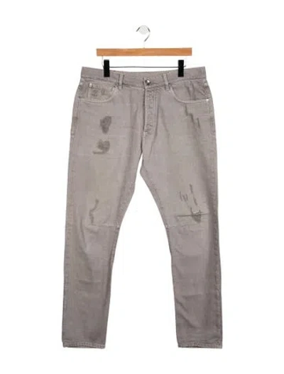 Pre-owned Brunello Cucinelli High-rise Straight Leg Jeans In Gray