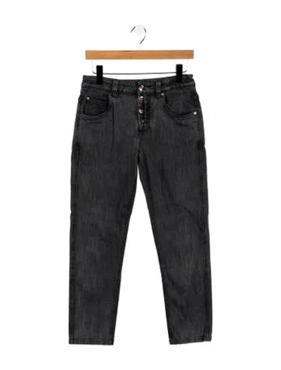 Pre-owned Brunello Cucinelli High-rise Straight Leg Jeans In Gray