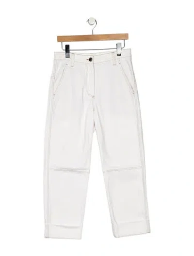 Pre-owned Brunello Cucinelli High-rise Straight Leg Jeans In White