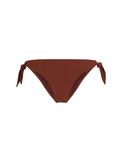 Brunello Cucinelli High-rise Tie-side Swimsuit Bottom In Burgundy