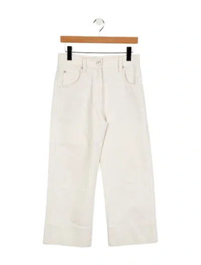 Pre-owned Brunello Cucinelli High-rise Wide Leg Jeans In White