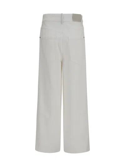 Brunello Cucinelli High-waist Palazzo Cotton Trousers In White