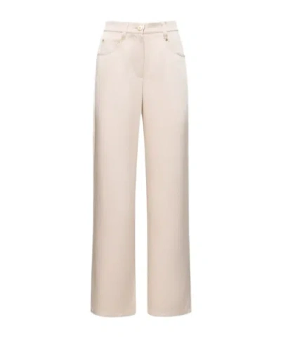 Brunello Cucinelli High-waisted Satin Casual Pants In Neutral