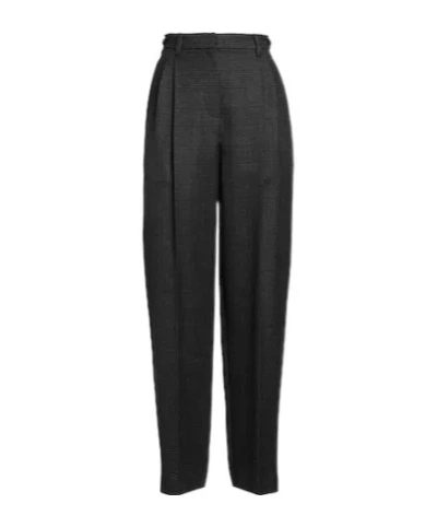 Brunello Cucinelli High-waisted Straight-leg Wool Checkered Pants In Black