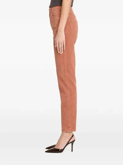 Brunello Cucinelli High-waisted Tapered Jeans In Brown
