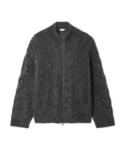 Brunello Cucinelli Open And Cable-knit Alpaca-blend Cardigan In Gray