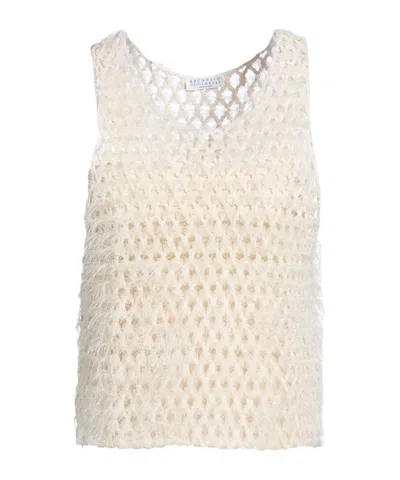 Brunello Cucinelli Hollow Knitted Vest In Neutral