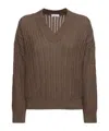 Brunello Cucinelli Cotton Openwork Rib Sweater With Monili Detail