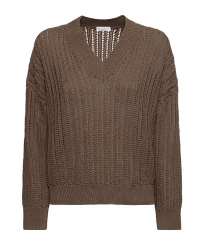Brunello Cucinelli Hollow V-neck Sweater
