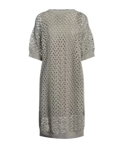 Brunello Cucinelli Hollow-out Dress In Gray