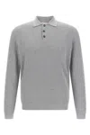 Brunello Cucinelli Men Honeycomb Cotton Polo Shirt In Gray