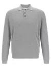 Brunello Cucinelli Men Honeycomb Cotton Polo Shirt In Gray