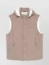 Brunello Cucinelli Sleeveless Down Jacket In Membraned Wool Flannel With Detachable Hood Clothing In Gray