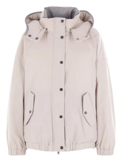 Brunello Cucinelli Hoode Puff Coat In White