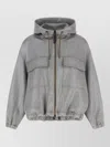 Brunello Cucinelli Shiny Zipper Pull Puffer Jackets Silver