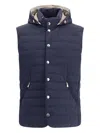 Brunello Cucinelli Removable-hood Snap-button Gilet In Blue