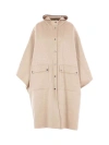 Brunello Cucinelli Hooded Buttoned Cape In Neutral