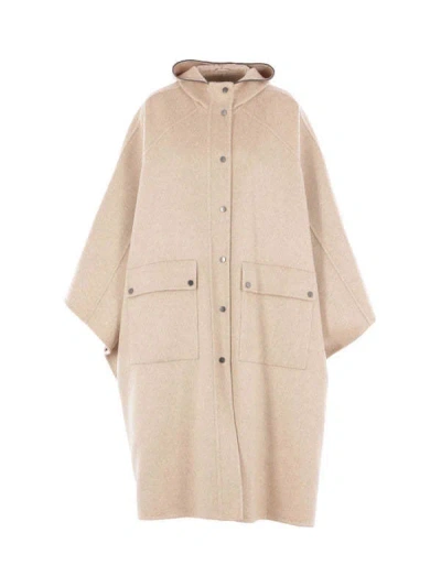 Brunello Cucinelli Hooded Cape In Neutral
