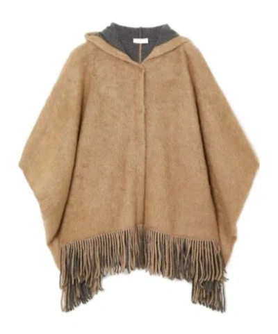 Brunello Cucinelli Hooded Cape In Brown