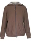 Brunello Cucinelli Hooded Cardigan In Brown