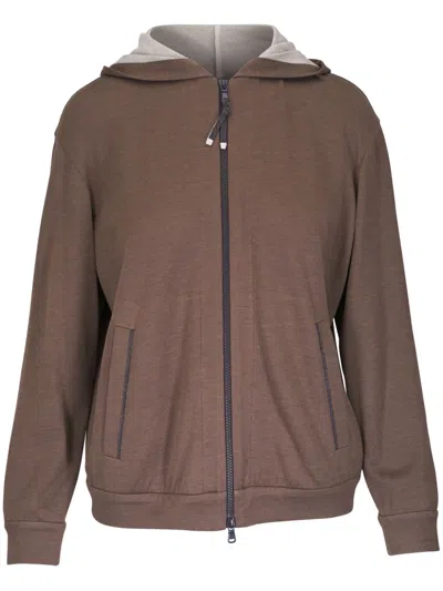 Brunello Cucinelli Hooded Cardigan In Brown