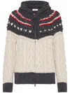 Brunello Cucinelli Handmade Mountain Cables Opera Cardigan In White