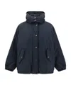 Brunello Cucinelli Puffer Jackets With Hood And Pockets In Blue