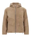 Brunello Cucinelli Suede Down Jacket Puffer Jackets Beige In Brown