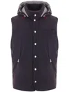 Brunello Cucinelli Hooded Down Gilet In Blue