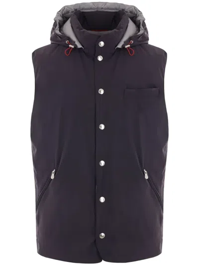 Brunello Cucinelli Hooded Down Gilet In Black