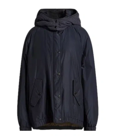 Brunello Cucinelli Hooded Down Jacket In Blue