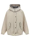 Brunello Cucinelli Water-repellent Techno Cotton Taffeta Down Jacket With Hood In Brown