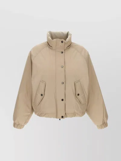 Brunello Cucinelli Hooded Down Jacket Featuring Front Pockets In Multi
