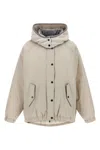 Brunello Cucinelli Women Water-repellent Techno Cotton Taffeta Down Jacket With Hood In Gray
