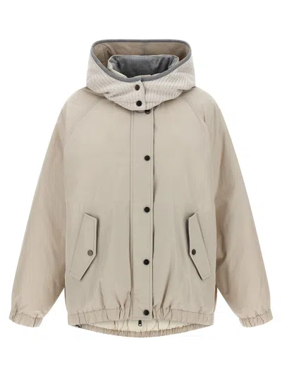 Brunello Cucinelli Hooded Down Jacket Puffer Jackets Gray